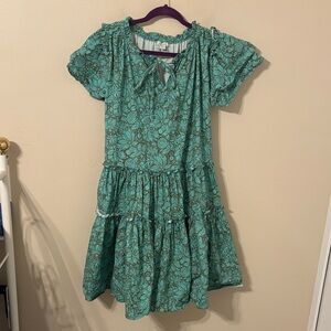 Sundance Libra Flora Cotton Tiered Ruffle Pop Over Dress